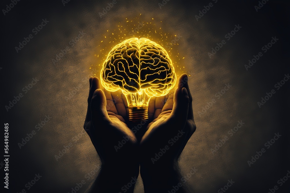 Yellow Creative Brain, Creative, Digital Brain, Human PNG