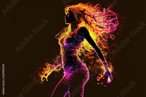 mulher silhueta neon dançando arte colorida  © Alexandre