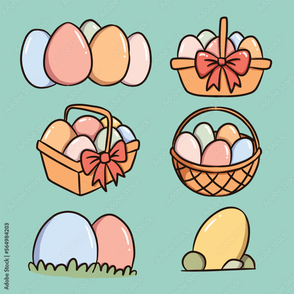 Flat Pastel Easter Bunny and Egg Element Flat Pastel Easter Bunny and Egg Element
