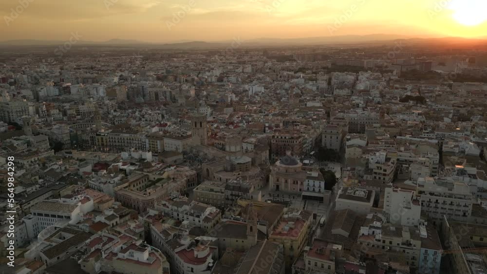 Panoramic Aerial shot of Valenica, Spain, Old Historic City during Sunset Panoramic Aerial shot of Valenica, Spain, Old Historic City during Sunset