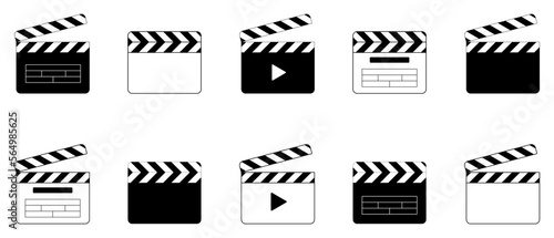 Quadro su tela Movie Clapper board icon set. Open and closed clapper symbol