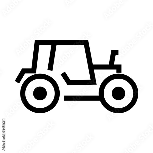 Simple agricultural tractor icon. Vector.