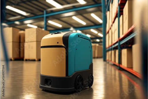 AGV (Automated Guided Vehicle) in Warehouse and Transportation in the warehouse. Generative AI