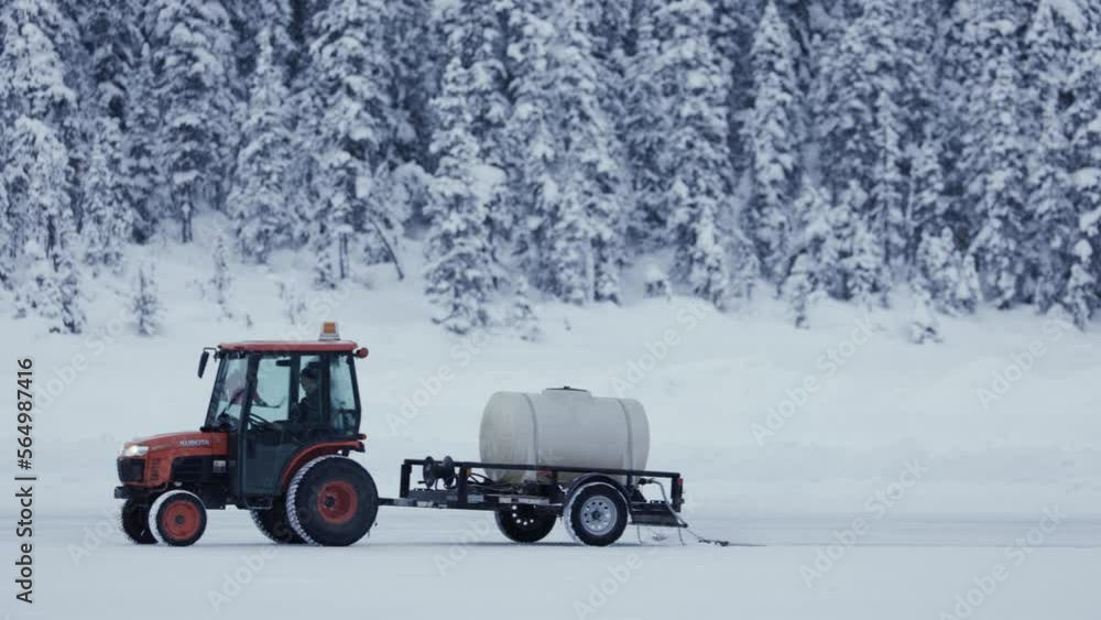 Ice Rink Lake Louise Banff National Park, 4K, Tractor Ice Rink Lake Louise Banff National Park, 4K, Tractor