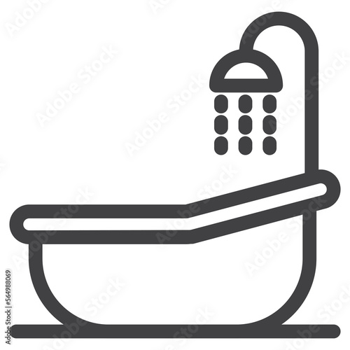 illustration of a bathroom with shower, thin line icon
