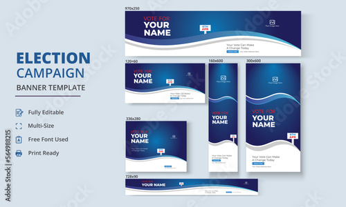 Election Campaign Banner Template, Political Campaign Banner Template, Vote Banner Template, Political Election Poster photo