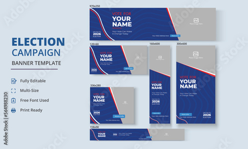 Election Campaign Banner Template, Political Campaign Banner Template, Vote Banner Template, Political Election Poster