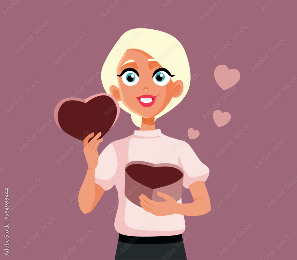 Blonde Woman Holding a Heart Shape Gift Box Vector Illustration. Pretty girlfriend receiving a Valentine’s gift from her boyfriend
Blonde Woman Holding a Heart Shape Gift Box Vector Illustration. Pretty girlfriend receiving a Valentine’s gift from her boyfriend