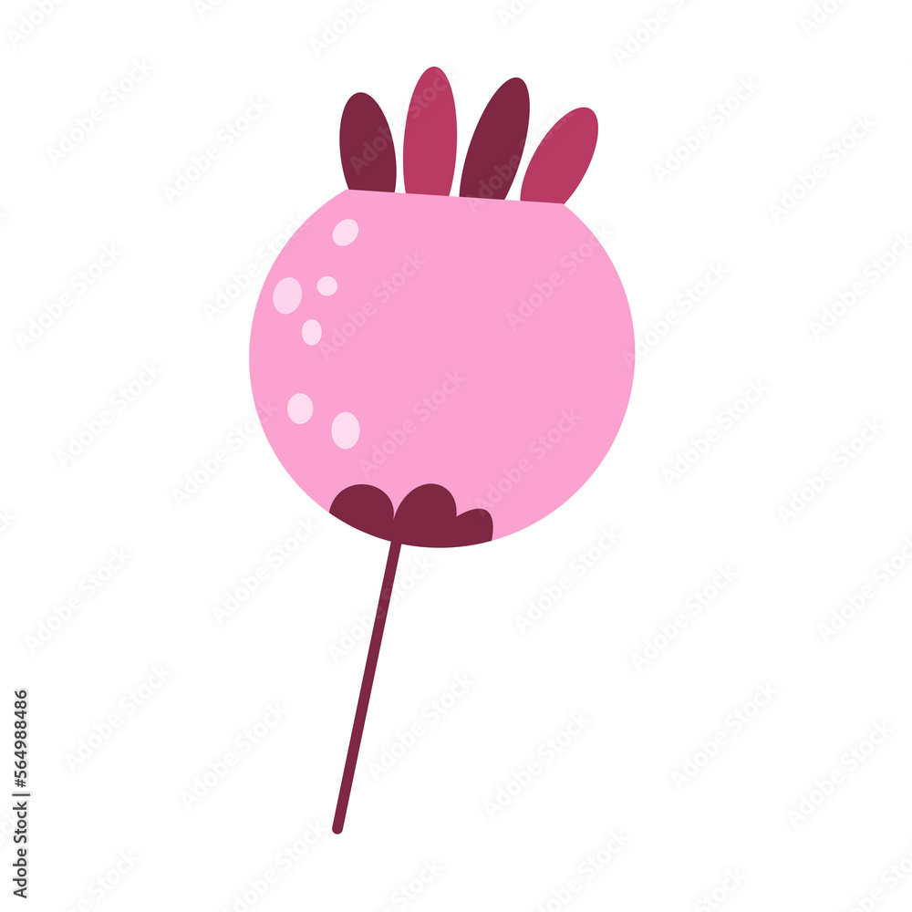 pink flower isolated in cartoon style
