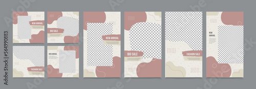 Set of instagram stories and post, square banner set for fashion blogger ecommerce, template eps 10