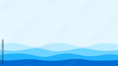 Blue wave, water wave, lines, blue sky background. Vector texture design poster banner abstract blue wallpaper background. 