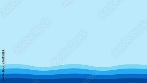 Fototapeta Naklejka Na Ścianę i Meble -  Blue wave, water wave, lines, blue sky background. Vector texture design poster banner abstract blue wallpaper background.
