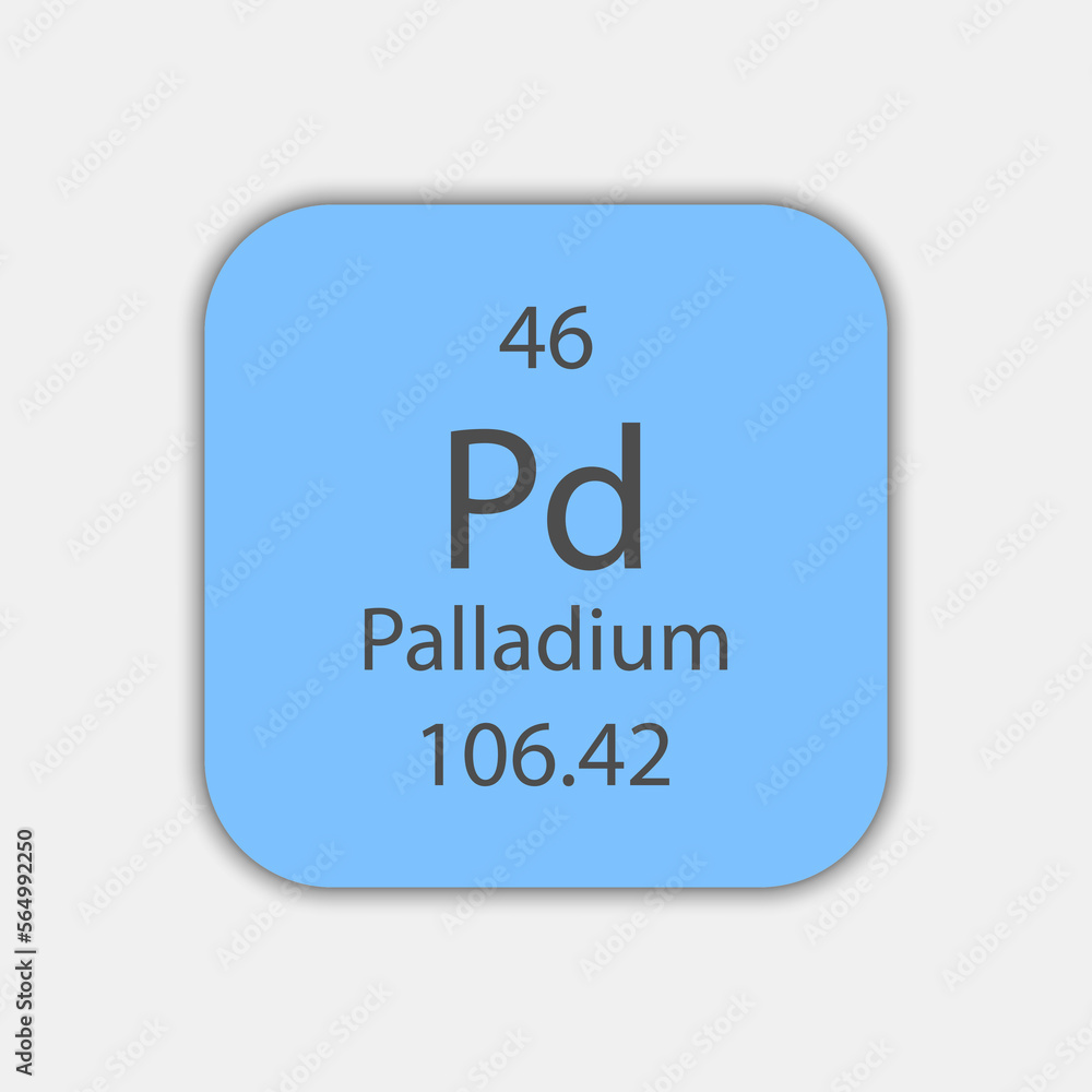 Palladium symbol. Chemical element of the periodic table. Vector illustration. Palladium symbol. Chemical element of the periodic table. Vector illustration.