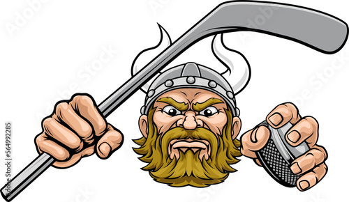Canvas Print Viking Ice Hockey Sports Mascot Cartoon