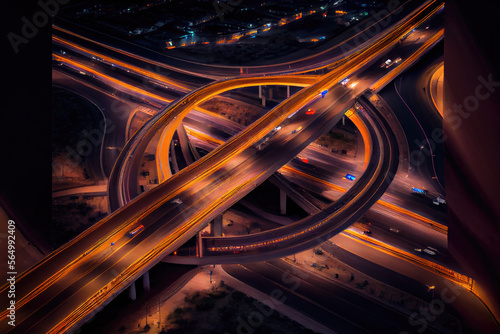 Aerial view of Shanghai Highway at Night,beautiful landscape photo, 4k epic detailed photograph shot on sony detailed