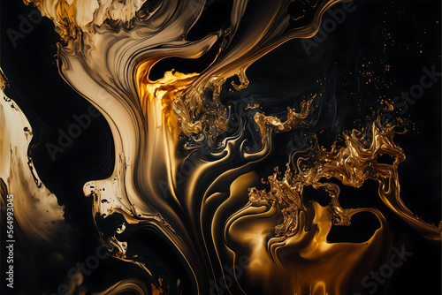 texture Luxury abstract fluid art painting background alcohol ink technique black and gold  texture hd ultra definition