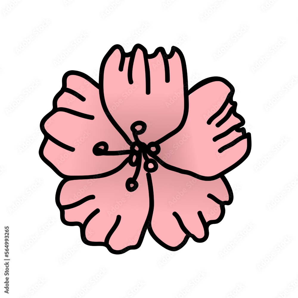 Pink hibiscus illustration icon. Symbol or icon. Pink hibiscus illustration icon. Symbol or icon.