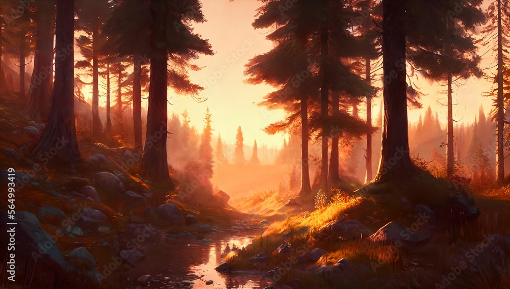 (4K) Forest landscape illustration AI (4K) Forest landscape illustration AI