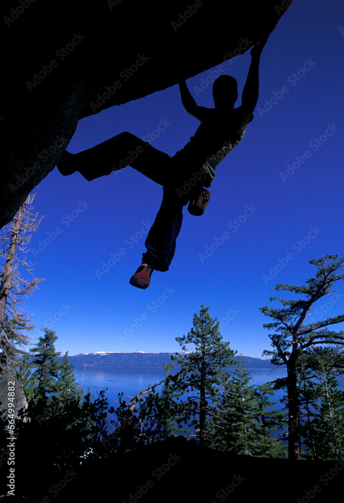 Man bouldering near Lake Tahoe, CA. Man bouldering near Lake Tahoe, CA.