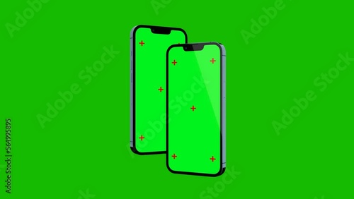 Creative animated smartphone mockup with chromakey screen. Video suitable for app or vebsite promotion.