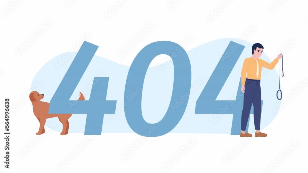 Animated dog off-leash 404 error. Pet escaping leash. Looped flat 2D characters 4K video footage. Color isolated concept animation with alpha channel transparency for website, social media Animated dog off-leash 404 error. Pet escaping leash. Looped flat 2D characters 4K video footage. Color isolated concept animation with alpha channel transparency for website, social media