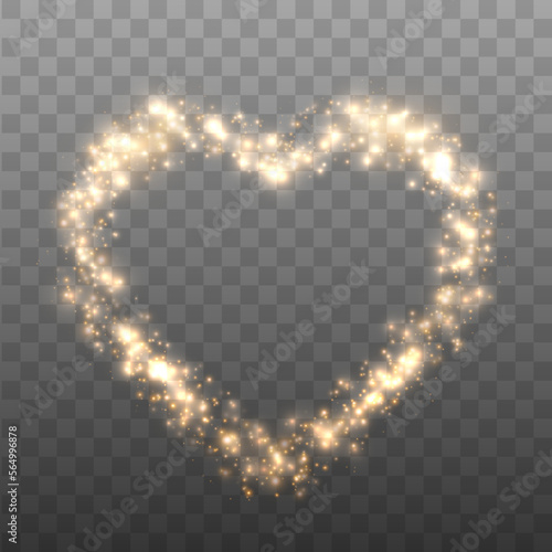 Glowing Heart. Glitter heart shape with Shine Particles. Valentines Day Design Element