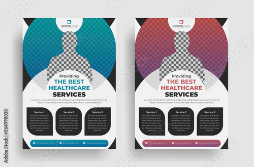 Colorful Medical healthcare services flyer or hospital promotional brochure design template