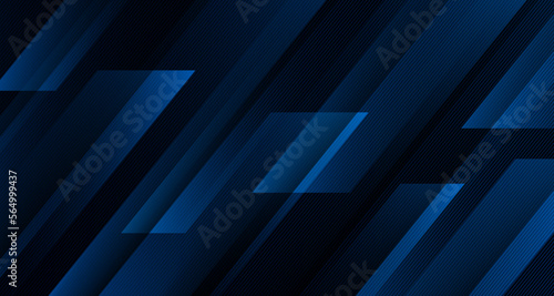3D blue geometric abstract background overlap layer on dark space with diagonal lines decoration. Modern graphic design element striped style for banner, flyer, card, brochure cover, or landing page