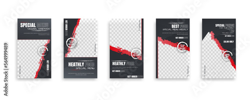 Set of food post story. social media banner template design. Creative design, easy Use for promotions you product. story food for your restaurant promotion.	