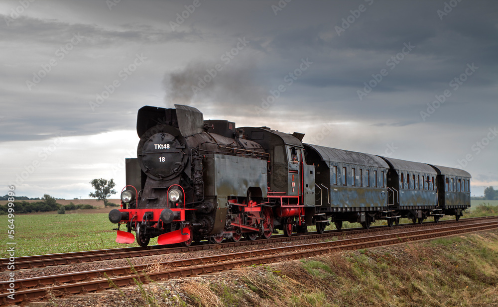 Steam train in the countryside