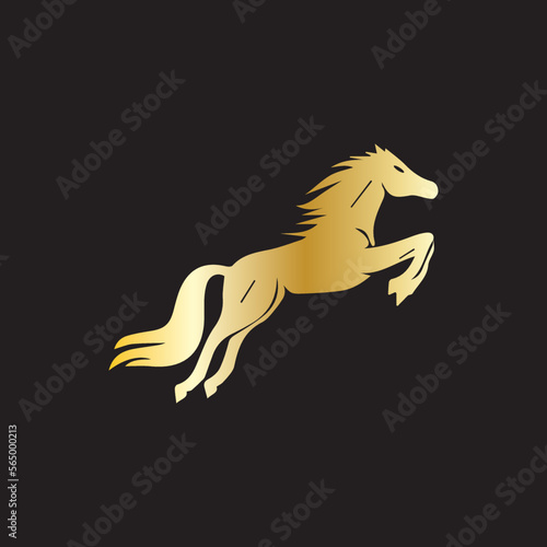 illustration gold horse logo icon modern and minimalist.
