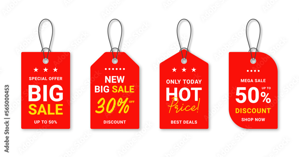 Set of sale and discount stickers. Sale tags and labels. Shopping stickers and badges for merchandise and promotion, special offer, best discount. Vector