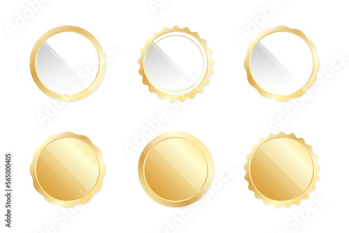 Gold medal collection. Golden and white award medal collection. Blank luxury badges and labels for promotions and web design. Vector