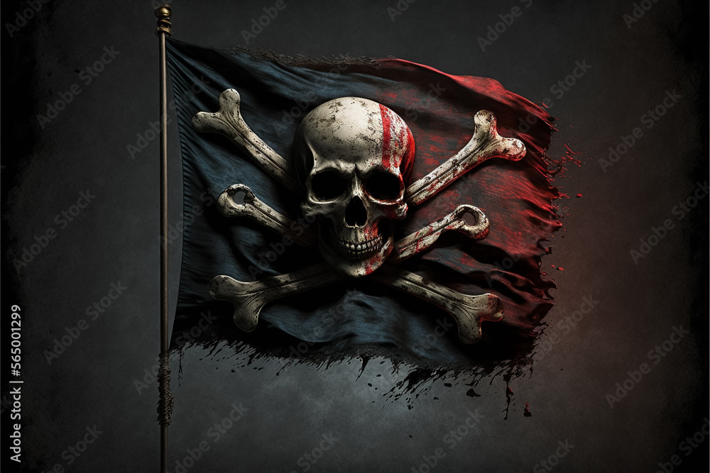 Obraz premium Tridimensional pirate flag Generative AI