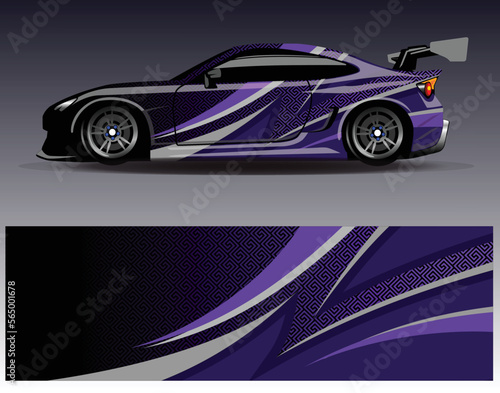 Car wrap design vector. Graphic abstract stripe racing background kit designs for wrap vehicle  race car  rally  adventure and livery