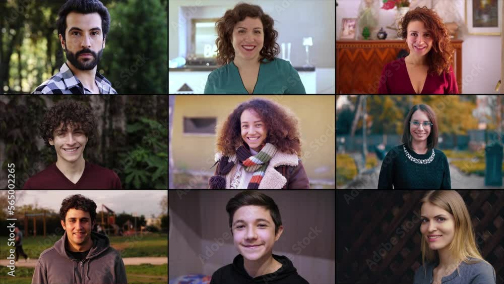portrait of women, men, boys and a child look at the camera laughing portrait of women, men, boys and a child look at the camera laughing