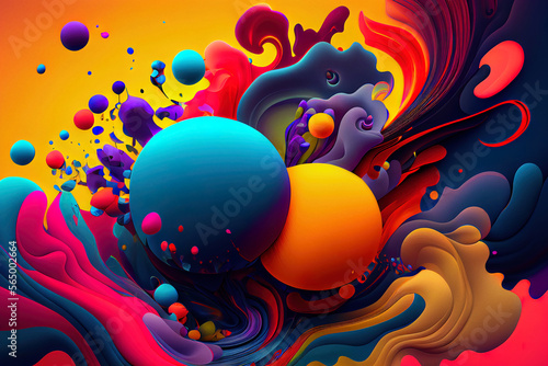 Abstract bright and vivid colours explosion background.   Digitally generated AI image