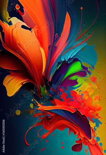 Abstract bright and vivid colours explosion background. Digitally generated AI image
