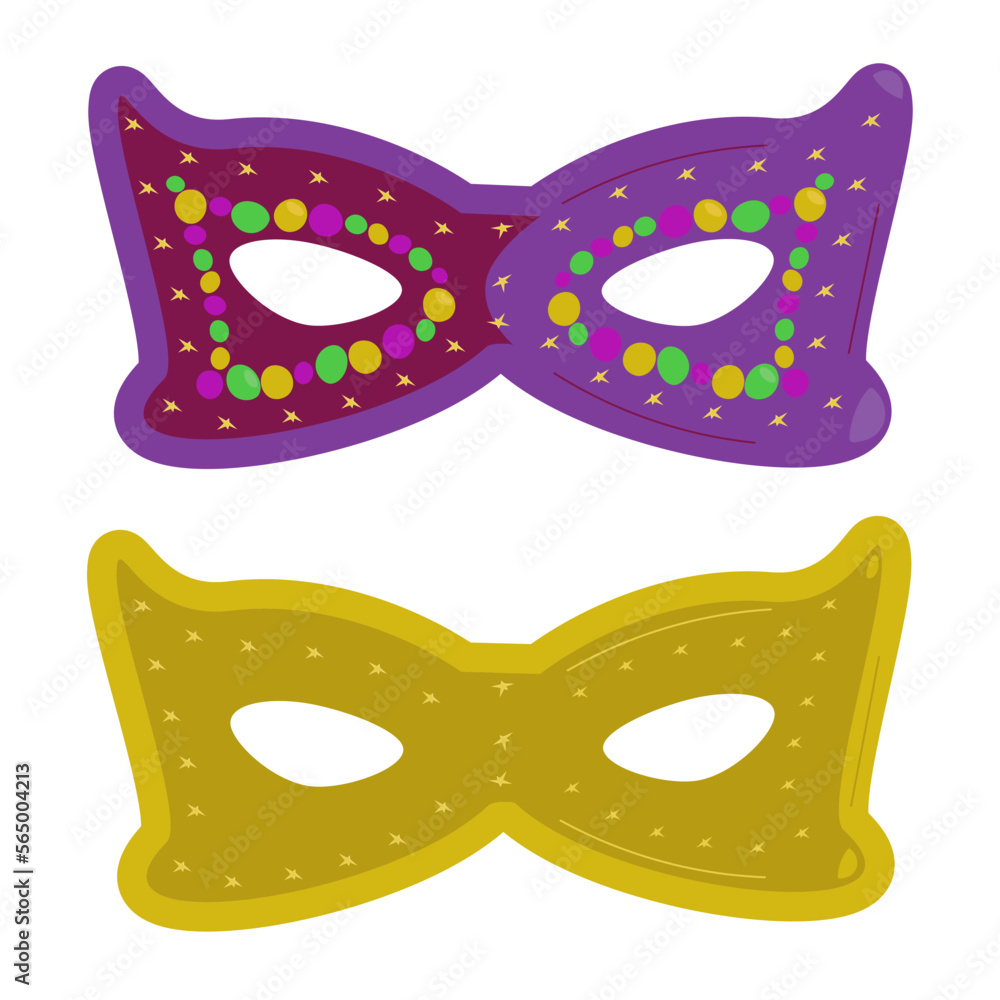 Set of masks for the design of the Mardi Gras party in vector Set of masks for the design of the Mardi Gras party in vector