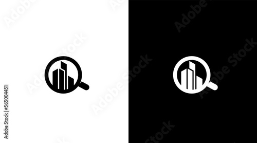 building logo monogram circle black and white icon style Design