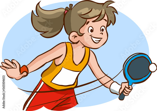 happy cute kid boy play train pingpong cartoon vector