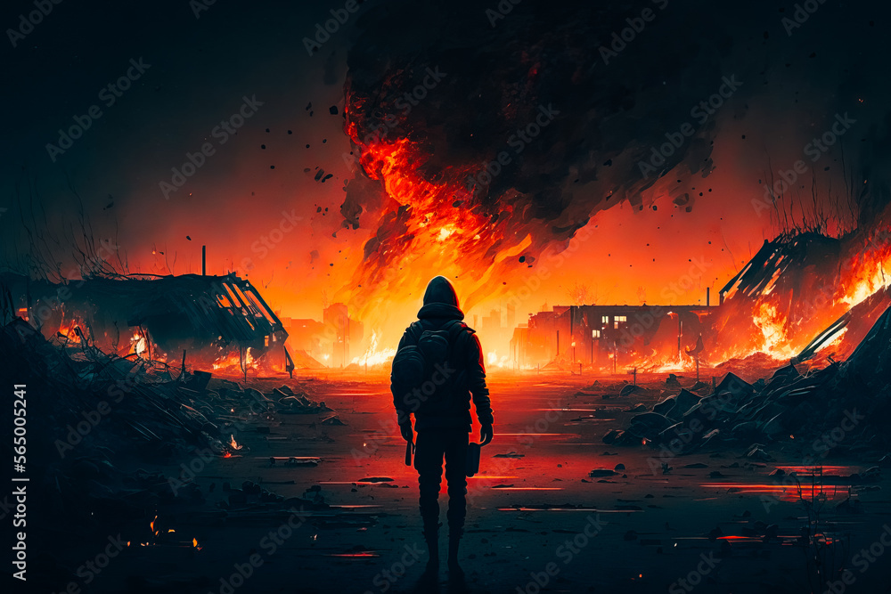 Imagine the world coming to an end as the fire burns brightly at night