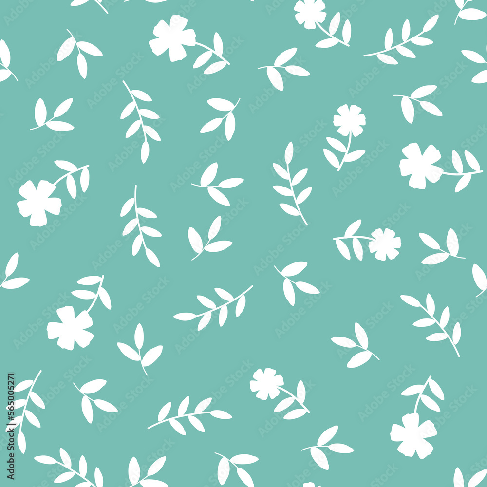Fototapeta premium Seamless pattern with white flowers