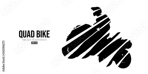 Abstract silhouette of a ATV Quad bike, All-Terrain vehicle, isolated on white background. Rider jumps on quad bike. Vector illustration