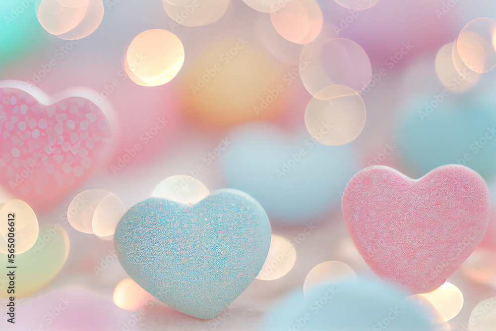 Fototapeta premium pastel color hue of hearts background,heart shaped bokeh background