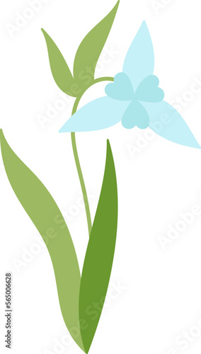 Snowdrop flower flat icon Bloom stem and leaves