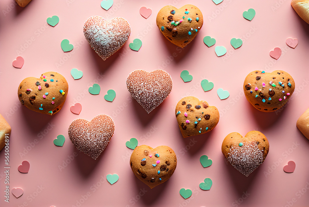 Heart shaped muffins, Generative AI