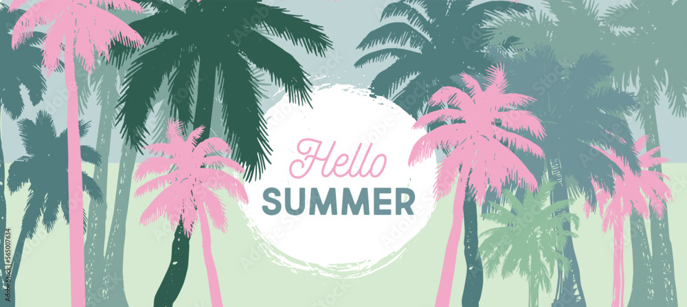 Hello Summer, Palm hand drawn illustrations, vector.	
 - obrazy, fototapety, plakaty 