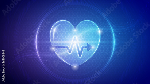 Human Heart Pulse Blood Circulatory System Futuristic Medical Hologram Neon Glow Translucent Backdrop Background Illustration