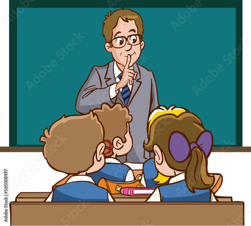 teacher wants students to be quiet cartoon vector